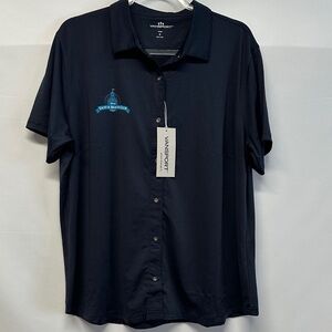 NWT Disney Yacht & Beach Club Resort Women's Navy Button Down Shirt XL